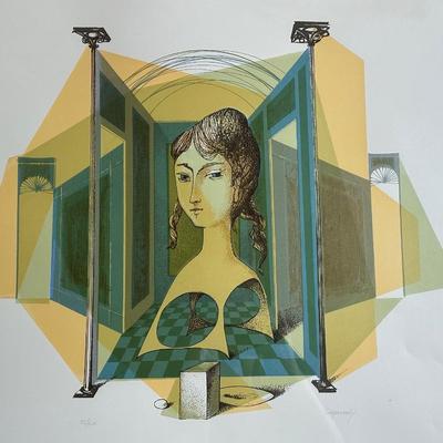 Signed & Numbered Glauco Capozzoli, Portrait in Interior, Serigraph