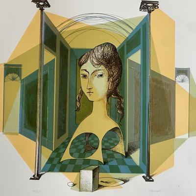 Signed & Numbered Glauco Capozzoli, Portrait in Interior, Serigraph