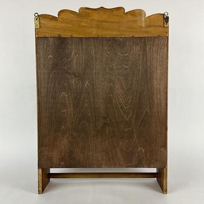 Sale Photo Thumbnail #1868: made of oak with and beaded front on cabinet doors 
with bottom towel bar 
measuring 17.75" x 5" deep x 24.5" high