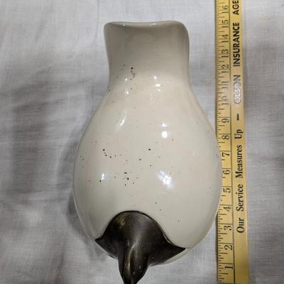 Studio Art MCM Pottery Hen w/ Brass Head