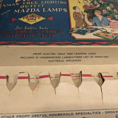 Propp Cloth Covered Cord Xmas Lights Mazda Lamps Org Box 1920s