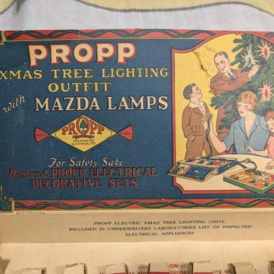 Propp Cloth Covered Cord Xmas Lights Mazda Lamps Org Box 1920s