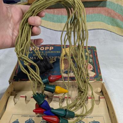 Propp Cloth Covered Cord Xmas Lights Mazda Lamps Org Box 1920s