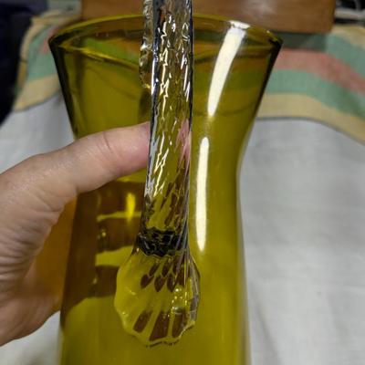 MCM Olive Hand Blown Pitcher