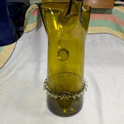 MCM Olive Hand Blown Pitcher