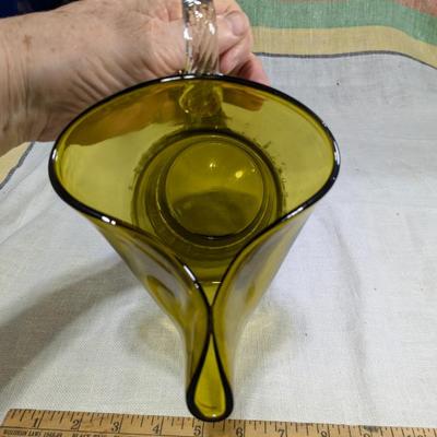 MCM Olive Hand Blown Pitcher