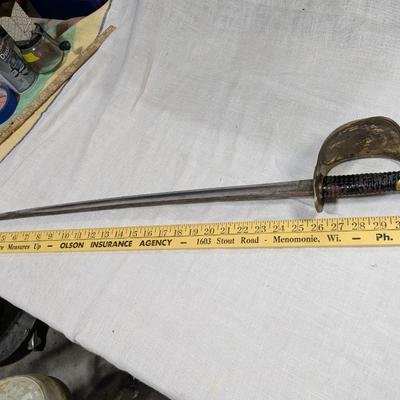 AMES 1861 CIVIL WAR BASKET HILT NAVAL CUTLASS SWORD