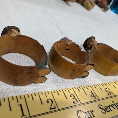 Set of 3 ANRI Wooden Carved Napkin Holders