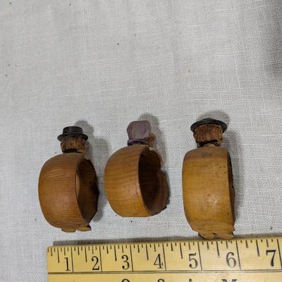 Set of 3 ANRI Wooden Carved Napkin Holders
