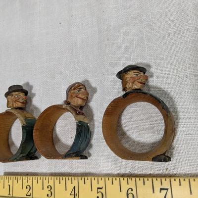 Set of 3 ANRI Wooden Carved Napkin Holders