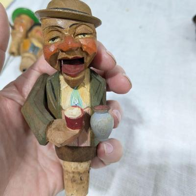 Collection of 5 ANRI Hand Carved Bottle Stoppers