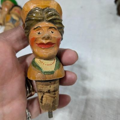 Collection of 5 ANRI Hand Carved Bottle Stoppers