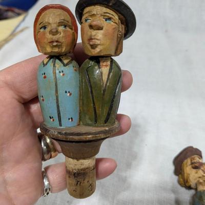 Collection of 5 ANRI Hand Carved Bottle Stoppers