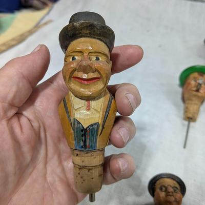 Collection of 5 ANRI Hand Carved Bottle Stoppers