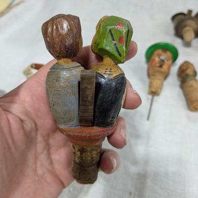 Collection of 5 ANRI Hand Carved Bottle Stoppers