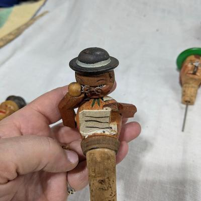 Collection of 5 ANRI Hand Carved Bottle Stoppers