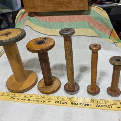 Collection of 5 Antique Spools