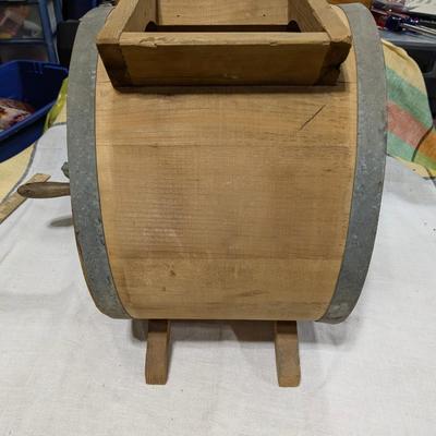 Antique No 1 New Style White Cedar Cylinder Butter Churn