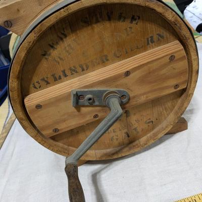 Antique No 1 New Style White Cedar Cylinder Butter Churn