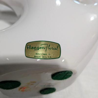 Haeger Floral Retro Abstract White Vase with Original Sticker