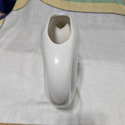 Haeger Floral Retro Abstract White Vase with Original Sticker