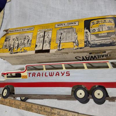 1955 Trailways Bus Plastic and Metal w/ Box