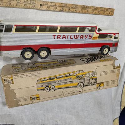 1955 Trailways Bus Plastic and Metal w/ Box