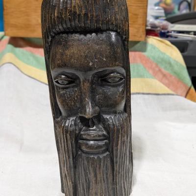 Jamaican Vintage Wood Carving of Bearded Jamaican Man