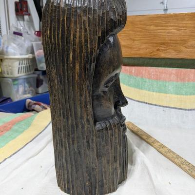 Jamaican Vintage Wood Carving of Bearded Jamaican Man