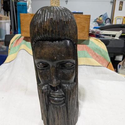 Jamaican Vintage Wood Carving of Bearded Jamaican Man