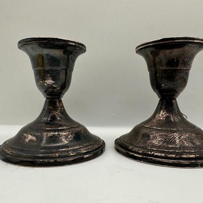 Pair of Fisher Sterling Weighted Candle Holders