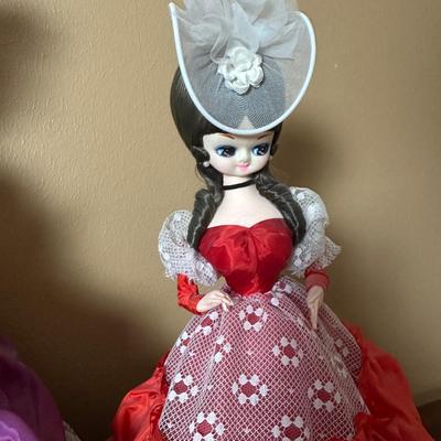 Set of 4 Vintage Big Eye Bradley Dolls in Gowns