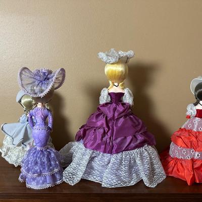Set of 4 Vintage Big Eye Bradley Dolls in Gowns