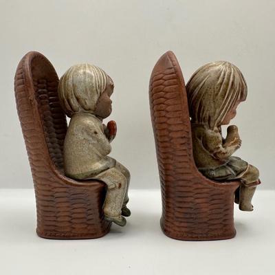Vintage UCTCI Ceramic Hand Painted Young Boy and Girl Figurines