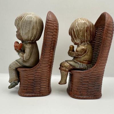Vintage UCTCI Ceramic Hand Painted Young Boy and Girl Figurines