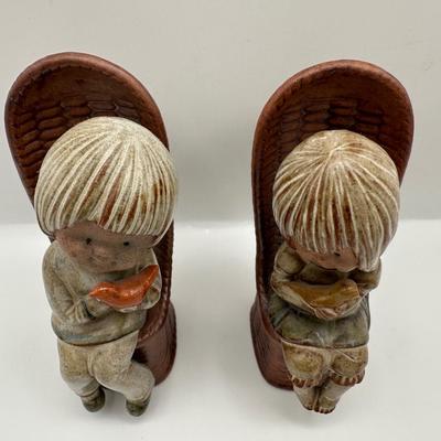 Vintage UCTCI Ceramic Hand Painted Young Boy and Girl Figurines