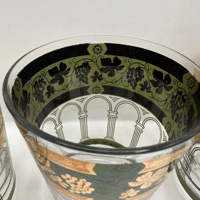 Mid-Century Cera Glass Tumblers with 22 Karat Gold Decorations