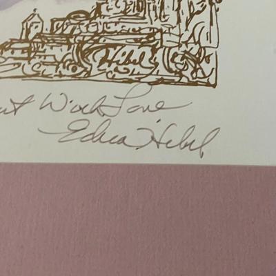 Vintage Edna Hibel Signed Lithograph - Mother & Children Art Print, Framed 14x21"