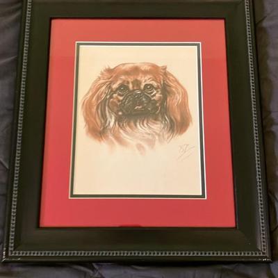 c. 1944 Pekinese Litho of Drawing By American Illustrator Diana Thorne