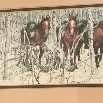 Rare Bev Doolittle "The Forest Has Eyes" Signed Print with Authentic Arrow – Framed Western Camouflage Masterpiece