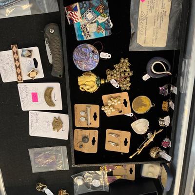 Sale Photo Thumbnail #21: 925 Jewelry, Earrings, Rings, Vintage Elephant Bottle, Pins,