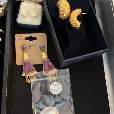Sale Photo Thumbnail #25: 925 Jewelry, Earrings, Rings, Vintage Elephant Bottle, Pins,