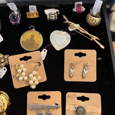 Sale Photo Thumbnail #24: 925 Jewelry, Earrings, Rings, Vintage Elephant Bottle, Pins,