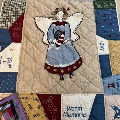 Sale Photo Thumbnail #31: Three Lap Quilts, One is made of Ties, Needle work.