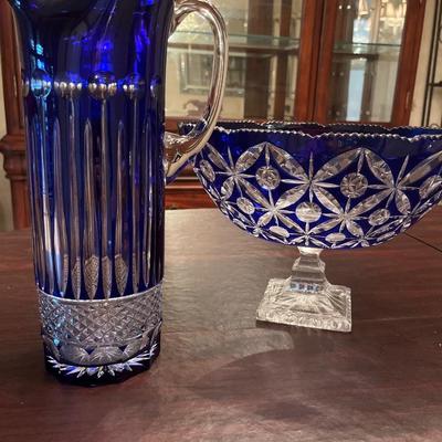 Sale Photo Thumbnail #32: Ajka Crystal Pitcher, and Italy Bowl