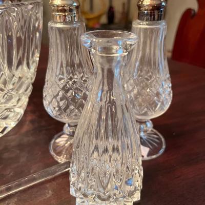 Sale Photo Thumbnail #38: Murano Bowl, Waterford bowl, Waterford rose is broke on stem, Salt and Pepper shakers.