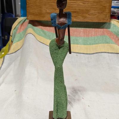 Hand Carved Stick Figure of Woman in Sand Dress