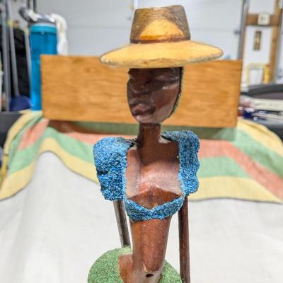 Hand Carved Stick Figure of Woman in Sand Dress