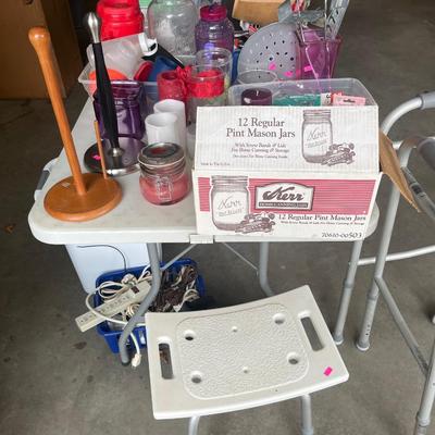 Sale Photo Thumbnail #115: Tools, candles, medical items, totes, trash can, & miscellaneous items
Table does not sale.