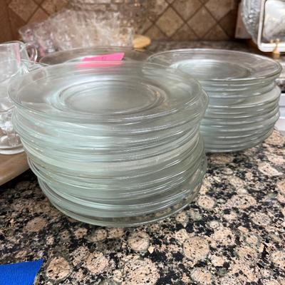 Sale Photo Thumbnail #163: 29 Cups & 39 Plates Clear glass and plates.